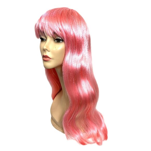 Pony Express 24” Long Pink Straight Wig w/ Bangs New Old Stock Y2K